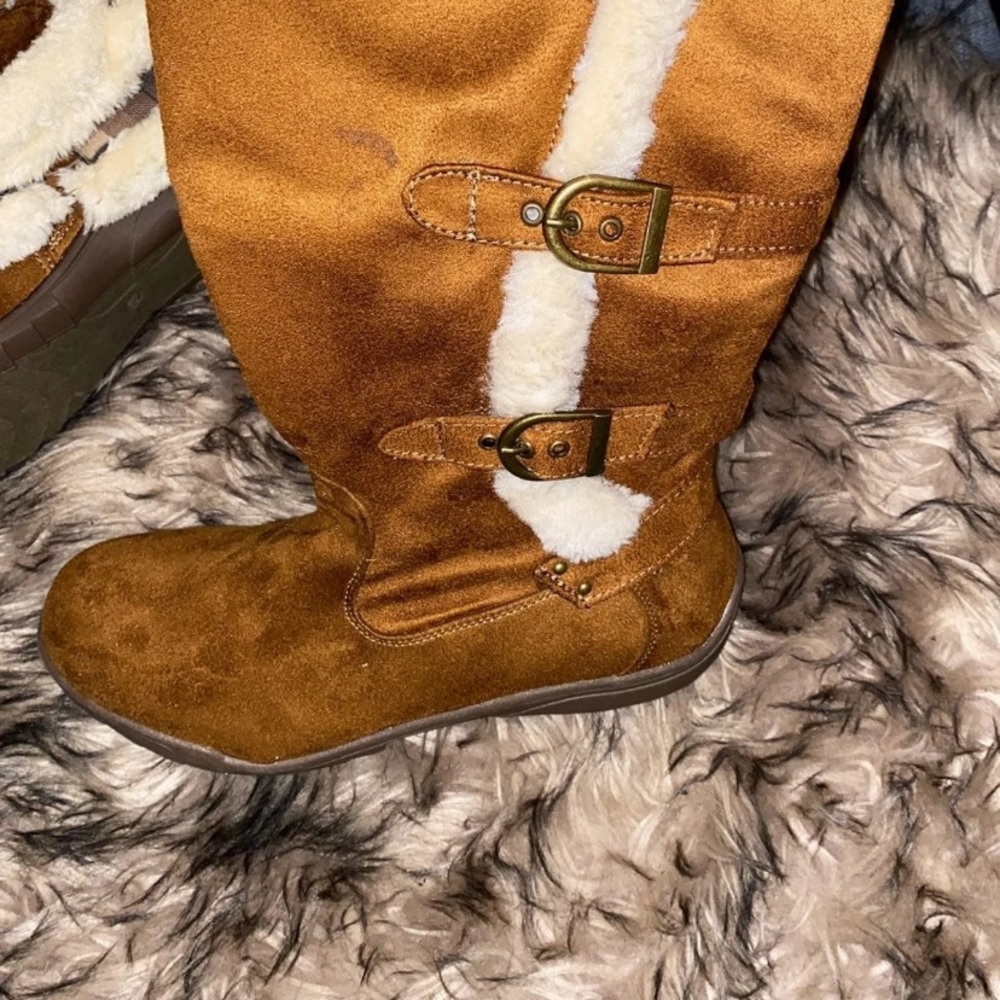 Brown suede boots